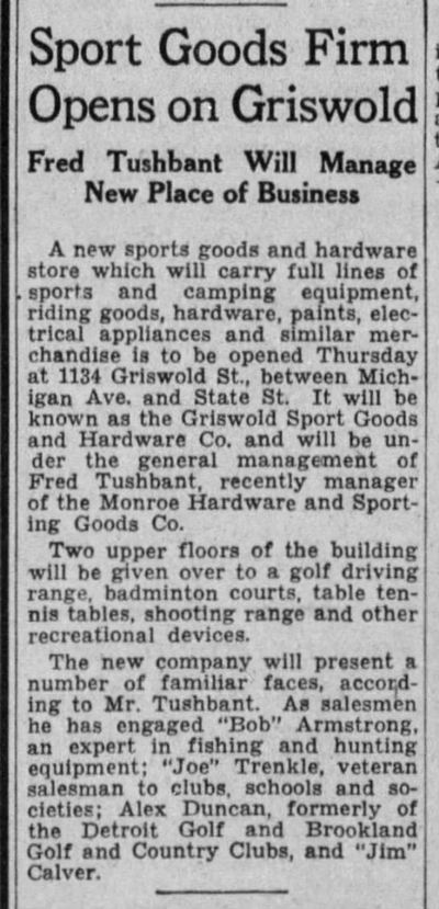 Griswold Sporting Goods - 1935 Article